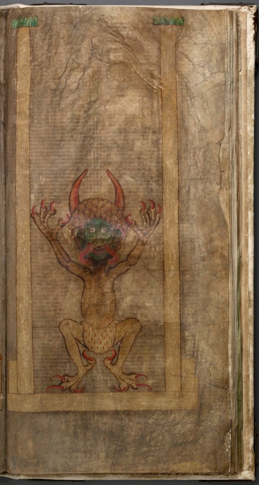 (fig.1) Imatge del Dimoni a pàgina completa del Codex Gigas. (fol.290 r)