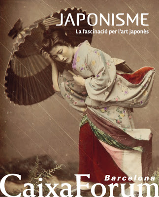Cartell principal de la exposició. La imatge es tracta d'una fotografia acolorida de Kusakabe Kimbei (1870)